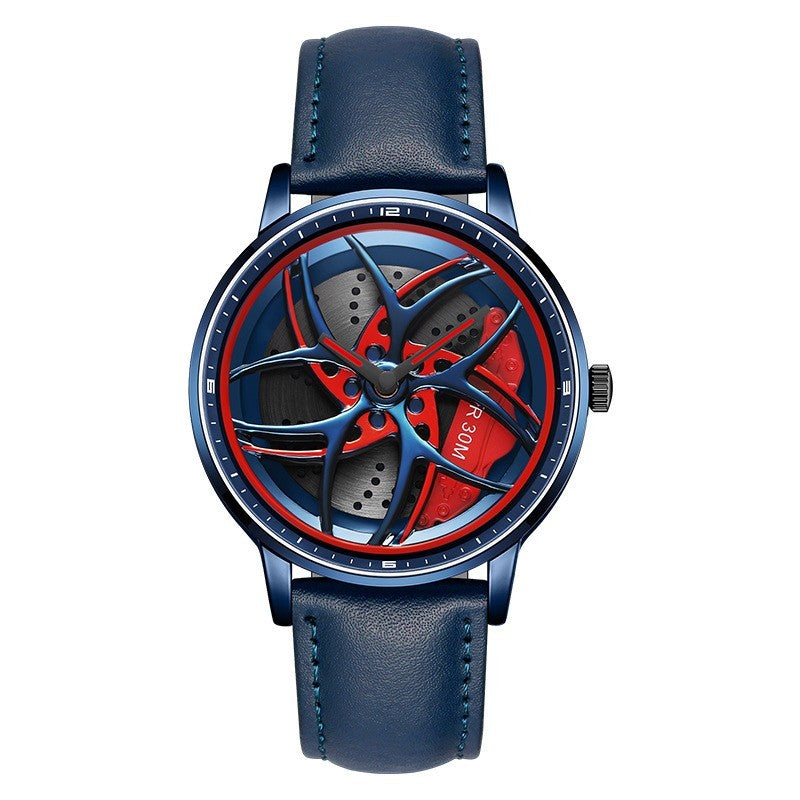 Wheel Series Rotating Men’s Quartz Watch – Stylish Waterproof Timepiece with Metal, Leather, or Steel Strap Options
