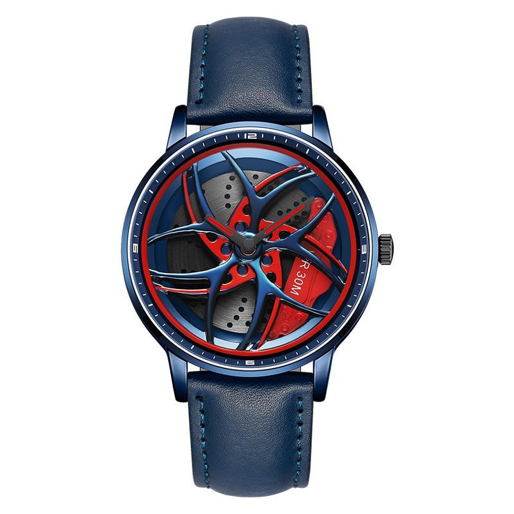 Wheel Series Rotating Men’s Quartz Watch – Stylish Waterproof Timepiece with Metal, Leather, or Steel Strap Options