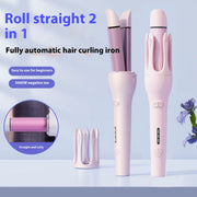 2-in-1 Automatic Hair Curler & Straightener – Negative Ion Ceramic Rotating Styler