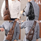 Leather Crossbody USB Charging Chest Travel Bag - Koyers