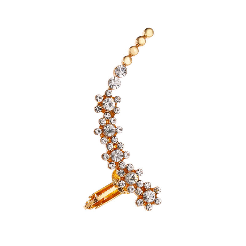Fashion Star Flower Crystal Ear Clip Earrings - Koyers