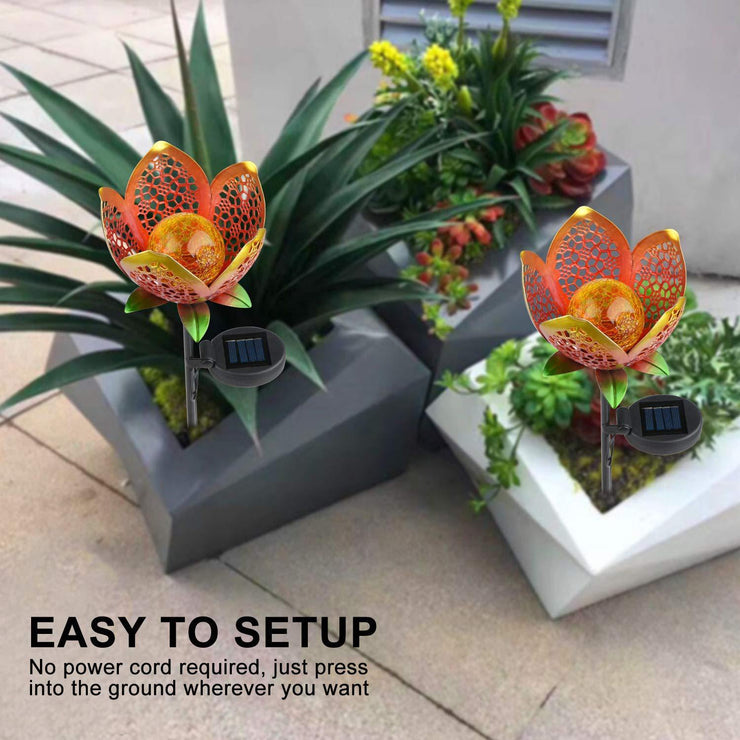 Flower Solar Lawn Light – Waterproof Metal Garden Decoration with Warm LED Glow