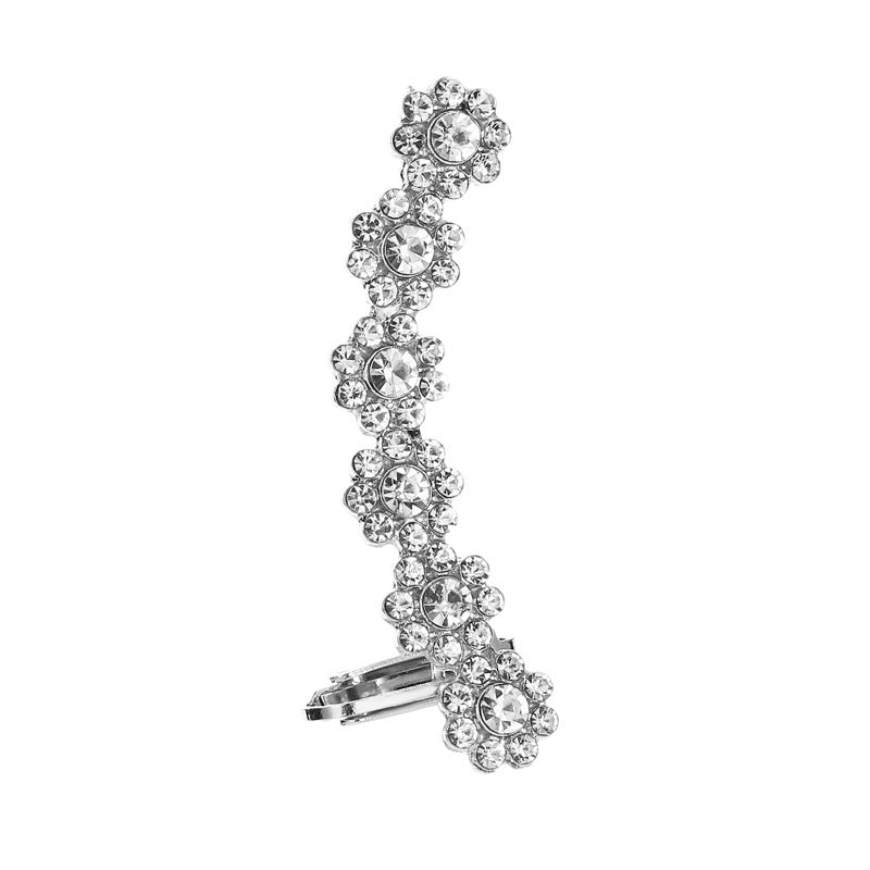 Fashion Star Flower Crystal Ear Clip Earrings - Koyers