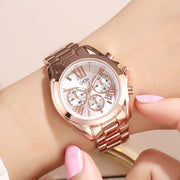 Luxury Rose Gold Women’s Casual Watch – Elegant Steel Strap Quartz Timepiece