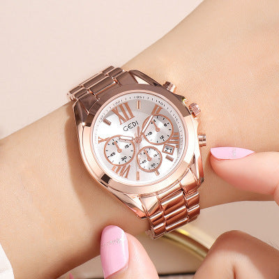 Luxury Rose Gold Women’s Casual Watch – Elegant Steel Strap Quartz Timepiece