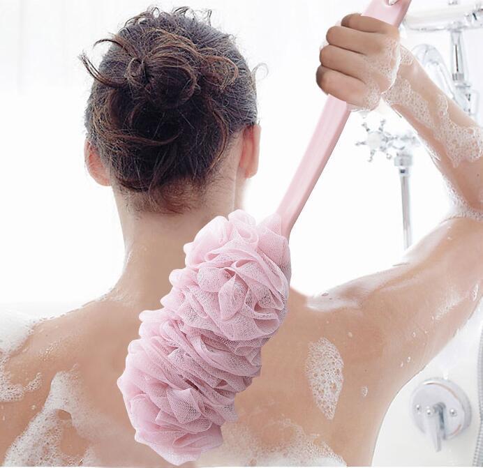 Long Handle Bath Shower Brush – Soft Mesh Back Scrubber for Gentle Exfoliation