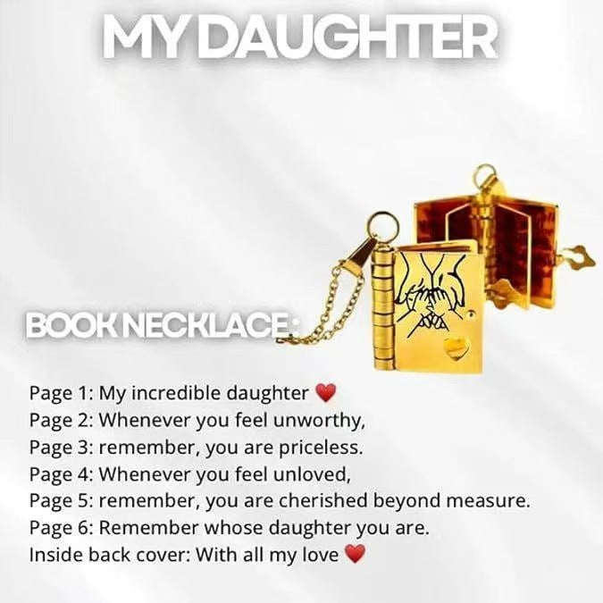 Mother & Daughter Book Necklace – Titanium Steel Matching Pendant