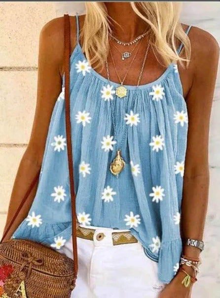 Dainty Daisy Print Boho Blouses - Koyers