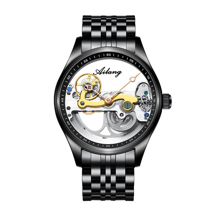 Automatic Mechanical Watch – Creative Hollow Design Men’s Luminous Sports Watch with Silicone or Steel Band