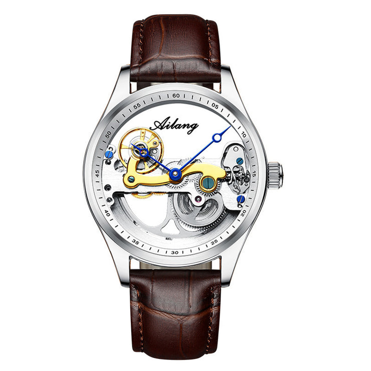 Automatic Mechanical Watch – Creative Hollow Design Men’s Luminous Sports Watch with Silicone or Steel Band