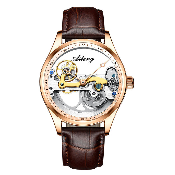 Automatic Mechanical Watch – Creative Hollow Design Men’s Luminous Sports Watch with Silicone or Steel Band