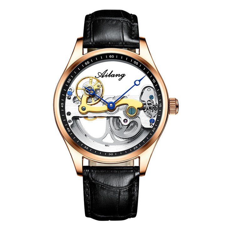 Automatic Mechanical Watch – Creative Hollow Design Men’s Luminous Sports Watch with Silicone or Steel Band