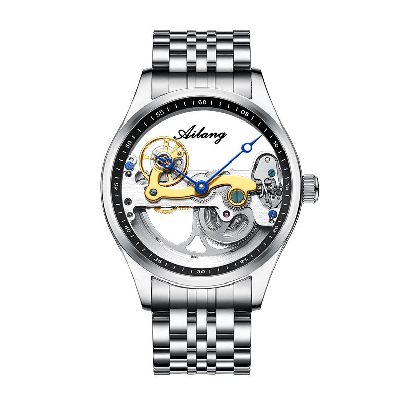 Automatic Mechanical Watch – Creative Hollow Design Men’s Luminous Sports Watch with Silicone or Steel Band