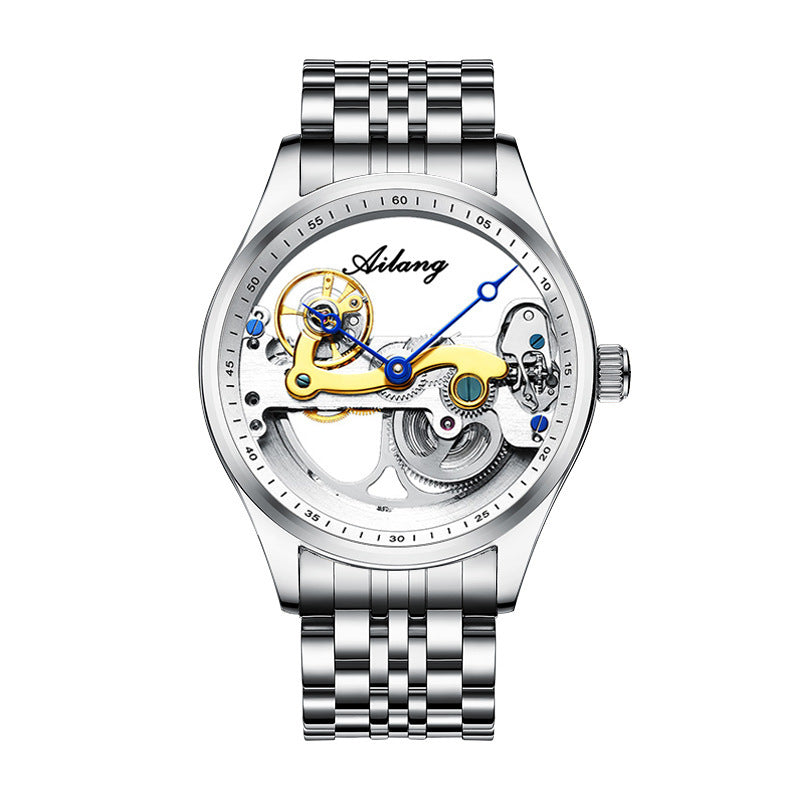 Automatic Mechanical Watch – Creative Hollow Design Men’s Luminous Sports Watch with Silicone or Steel Band