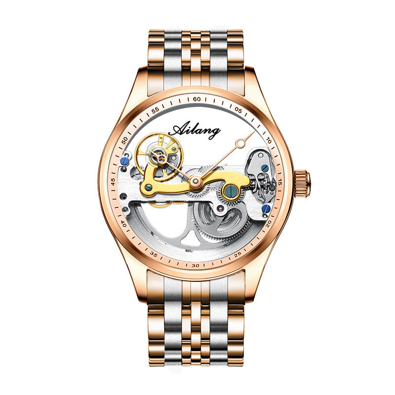 Automatic Mechanical Watch – Creative Hollow Design Men’s Luminous Sports Watch with Silicone or Steel Band