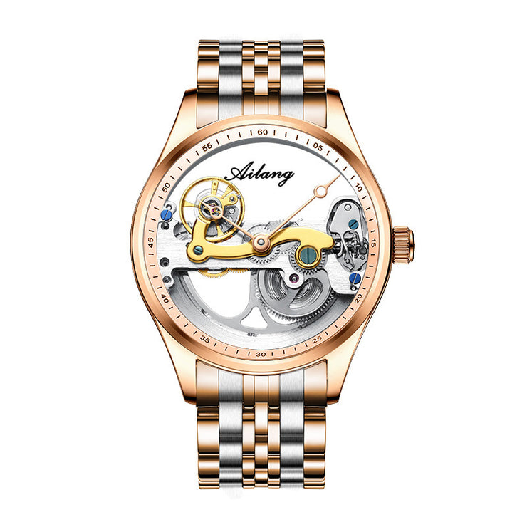 Automatic Mechanical Watch – Creative Hollow Design Men’s Luminous Sports Watch with Silicone or Steel Band
