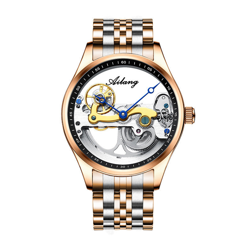 Automatic Mechanical Watch – Creative Hollow Design Men’s Luminous Sports Watch with Silicone or Steel Band