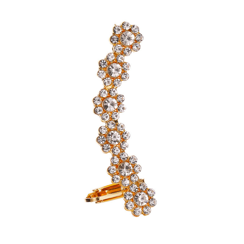 Fashion Star Flower Crystal Ear Clip Earrings - Koyers