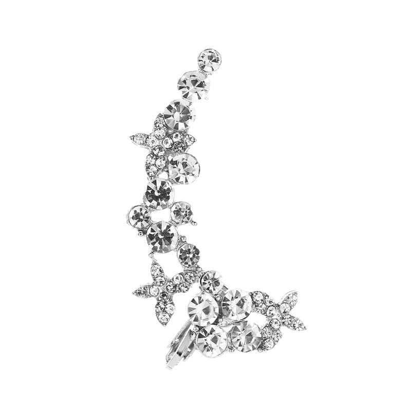 Fashion Star Flower Crystal Ear Clip Earrings - Koyers