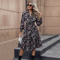 A-Line Floral Print Casual Long Sleeve Dress - Koyers