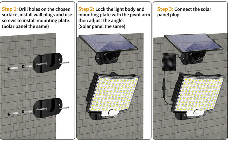 106LED Solar Wall Lamp – Outdoor Waterproof Security Light with Remote Control