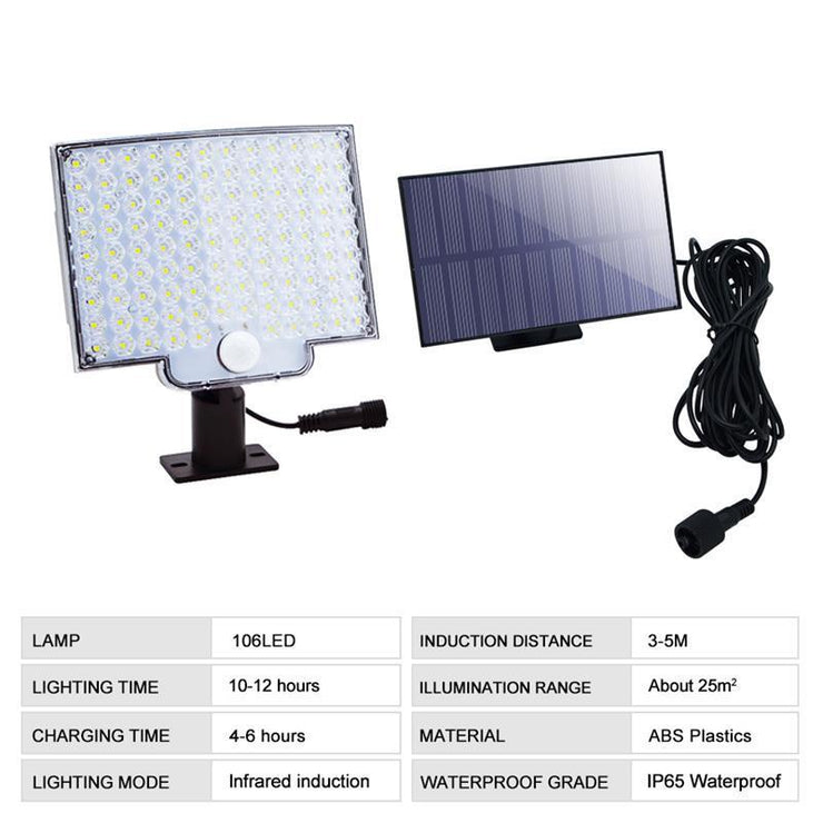106LED Solar Wall Lamp – Outdoor Waterproof Security Light with Remote Control