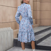 A-Line Floral Print Casual Long Sleeve Dress - Koyers