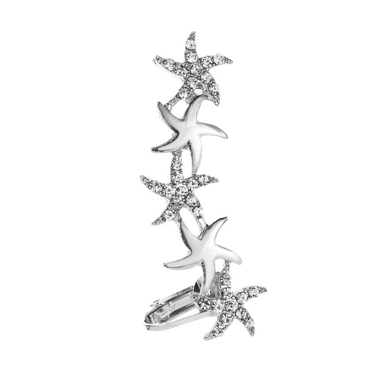 Fashion Star Flower Crystal Ear Clip Earrings - Koyers