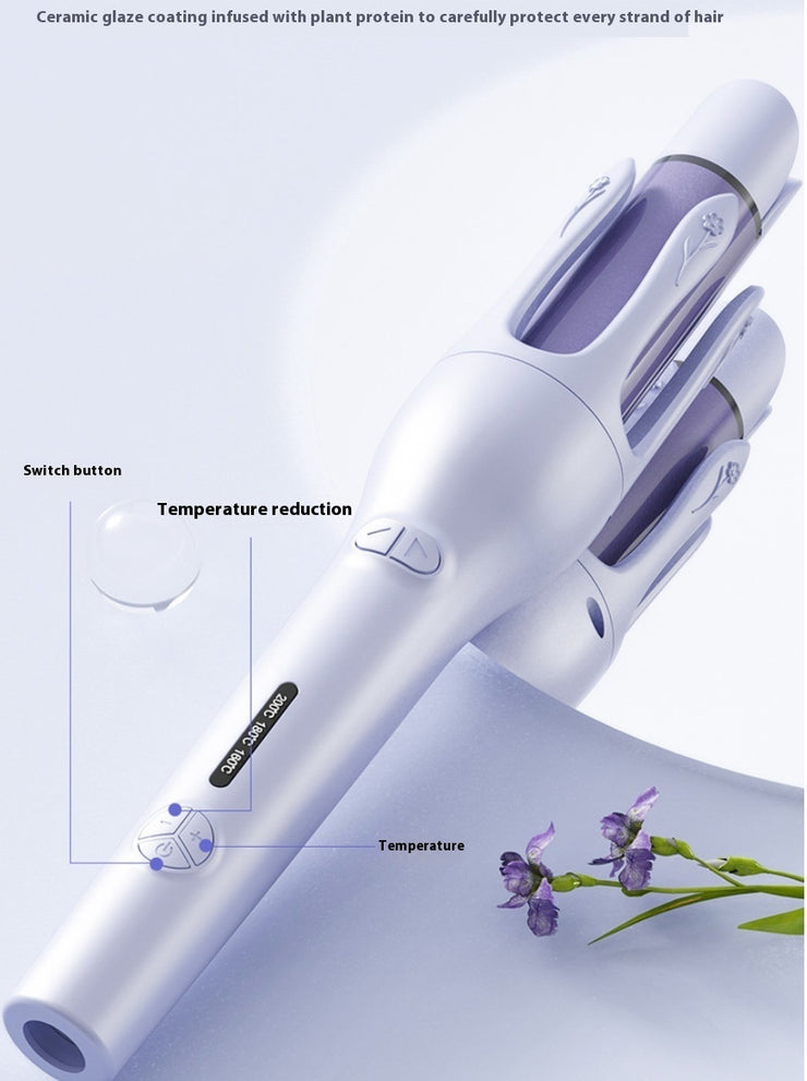2-in-1 Automatic Hair Curler & Straightener – Negative Ion Ceramic Rotating Styler
