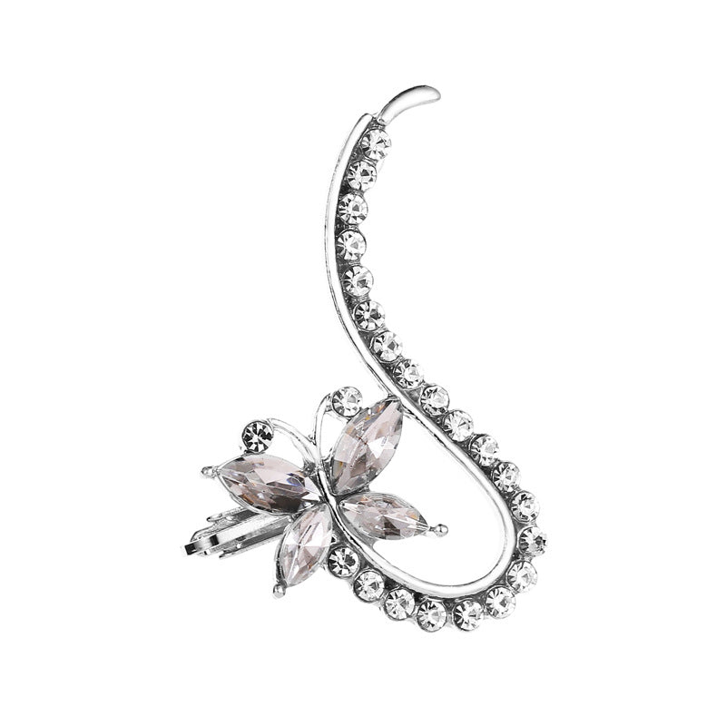 Fashion Star Flower Crystal Ear Clip Earrings - Koyers