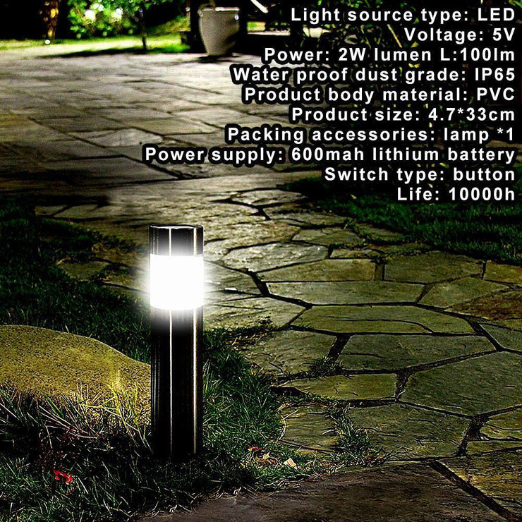 Solar Cylindrical Lawn Light – Waterproof Metal Outdoor LED Garden Lamp