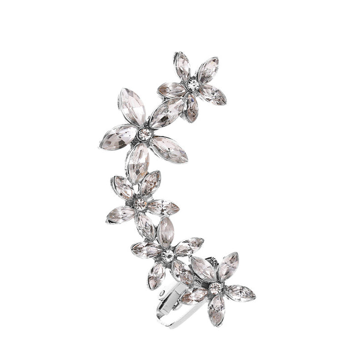 Fashion Star Flower Crystal Ear Clip Earrings - Koyers