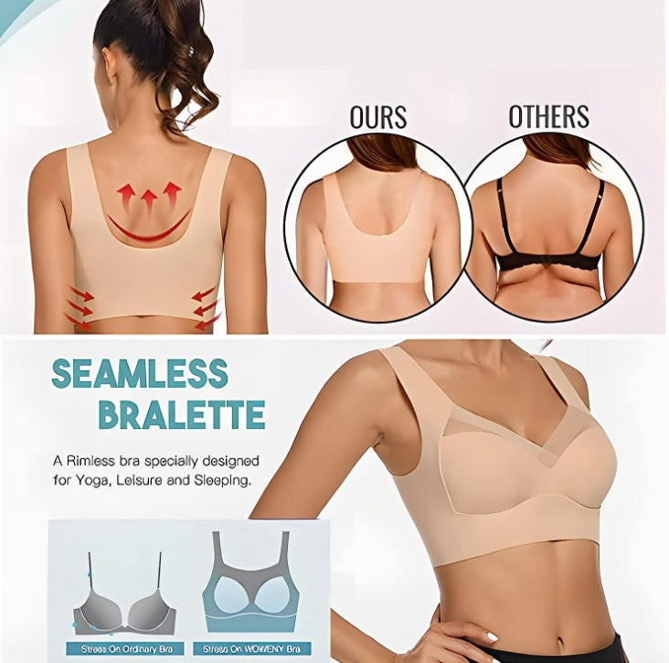 No Underwire Padded Push Up Soft Back Seamless Bra - Koyers