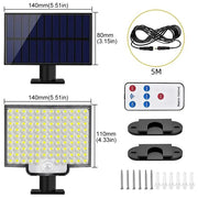 106LED Solar Wall Lamp – Outdoor Waterproof Security Light with Remote Control