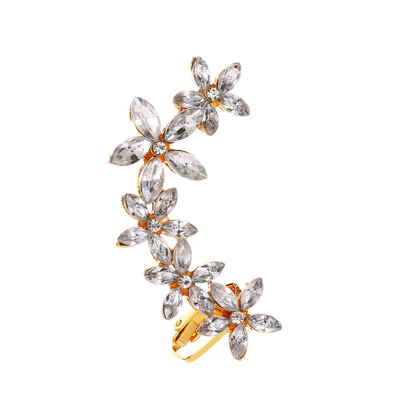 Fashion Star Flower Crystal Ear Clip Earrings - Koyers