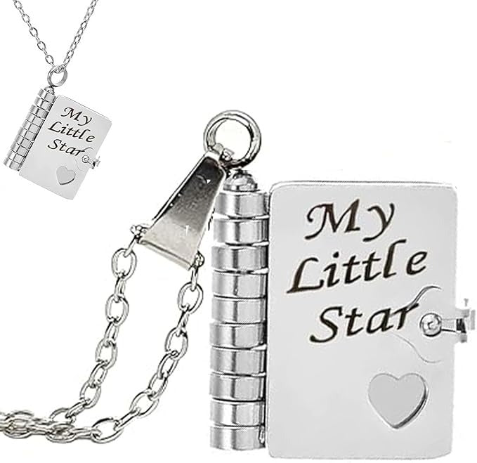 Mother & Daughter Book Necklace – Titanium Steel Matching Pendant