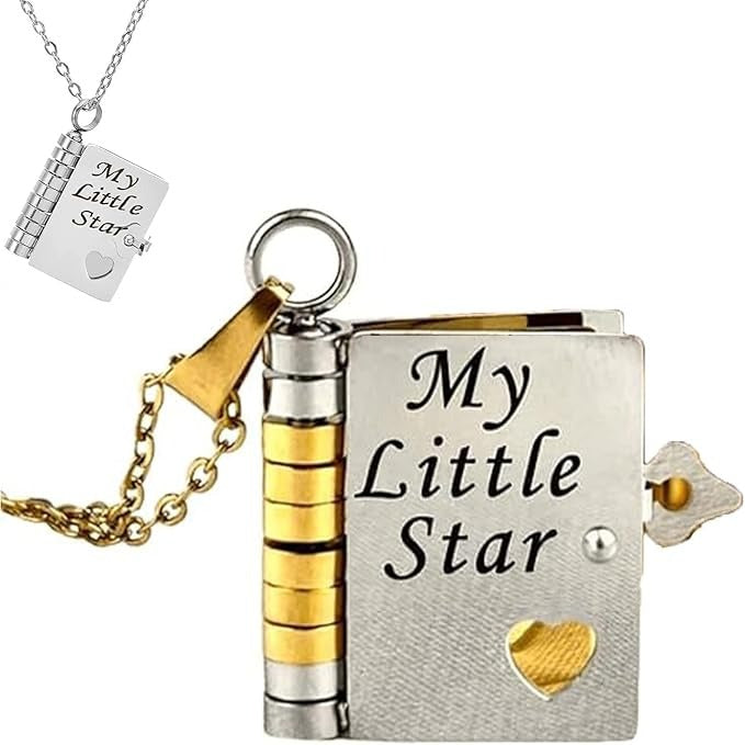 Mother & Daughter Book Necklace – Titanium Steel Matching Pendant