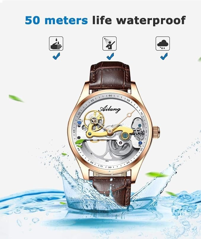 Automatic Mechanical Watch – Creative Hollow Design Men’s Luminous Sports Watch with Silicone or Steel Band
