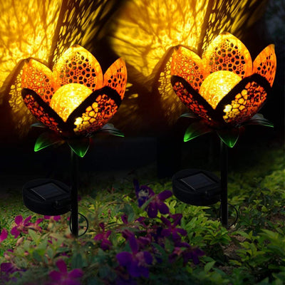 Flower Solar Lawn Light – Waterproof Metal Garden Decoration with Warm LED Glow