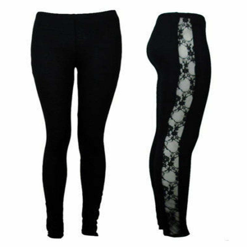 Full Length Soft Mesh Hollow Out Lace Leggings - Koyers