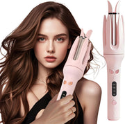 2-in-1 Automatic Hair Curler & Straightener – Negative Ion Ceramic Rotating Styler
