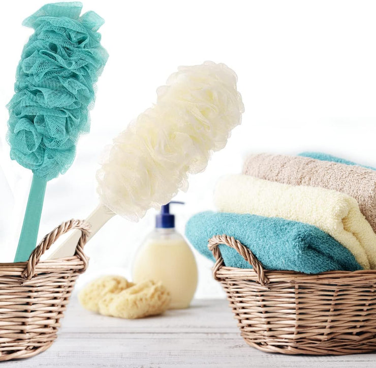 Long Handle Bath Shower Brush – Soft Mesh Back Scrubber for Gentle Exfoliation