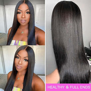 Brazilian Hair Wig with Lace Closure Human Hair Natural Look Pre-Plucked Full Wig for Women