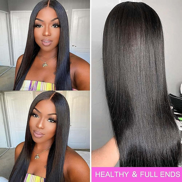 Brazilian Hair Wig with Lace Closure Human Hair Natural Look Pre-Plucked Full Wig for Women