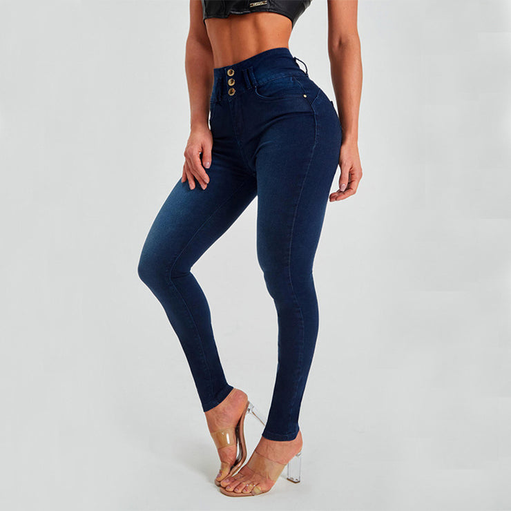 High Waist Skinny Jeans til kvinder – Strækbare formende bukser med hofte-løft