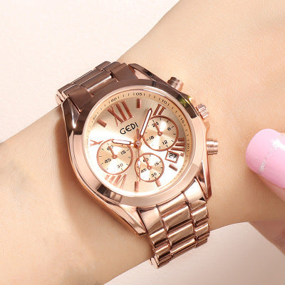 Luxury Rose Gold Women’s Casual Watch – Elegant Steel Strap Quartz Timepiece