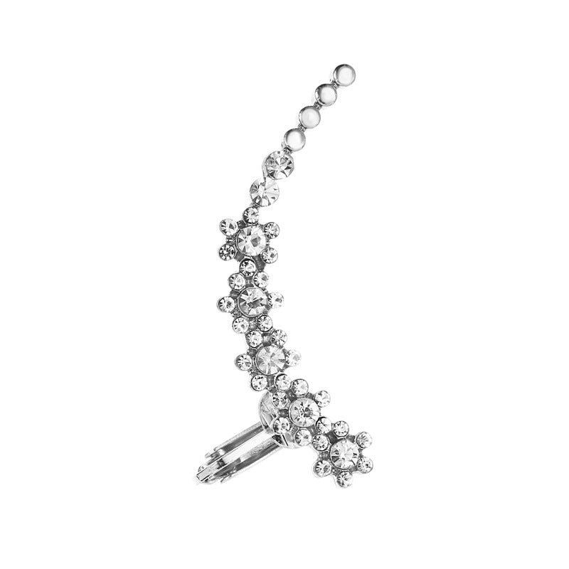 Fashion Star Flower Crystal Ear Clip Earrings - Koyers