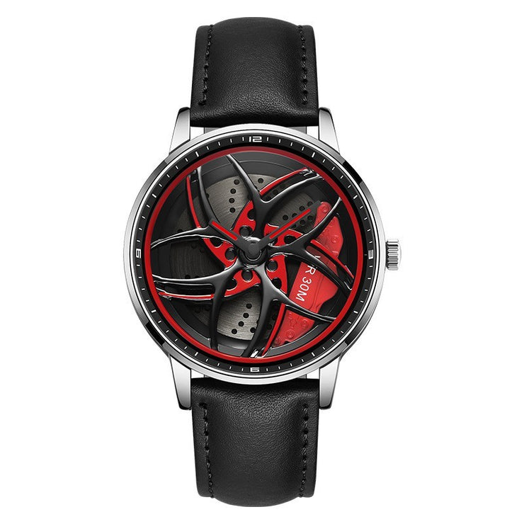 Wheel Series Rotating Men’s Quartz Watch – Stylish Waterproof Timepiece with Metal, Leather, or Steel Strap Options