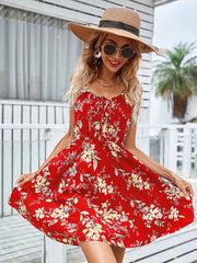 Floral Print Short Summer Backless Beach Sundress