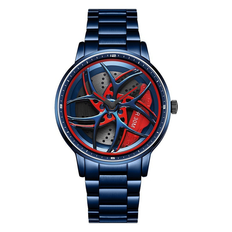 Wheel Series Rotating Men’s Quartz Watch – Stylish Waterproof Timepiece with Metal, Leather, or Steel Strap Options